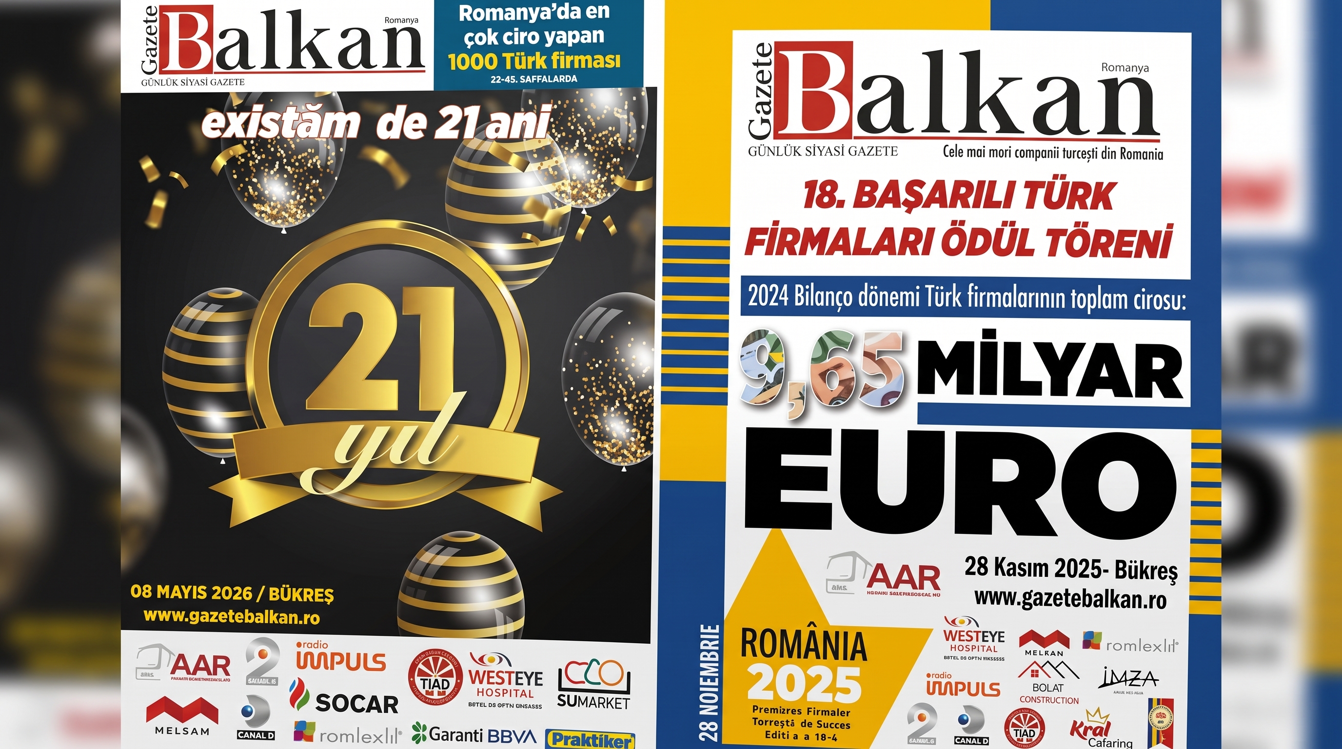 Romanya’daki başarılı Türk firmaları 27 Kasım’da ödüllendirilecek