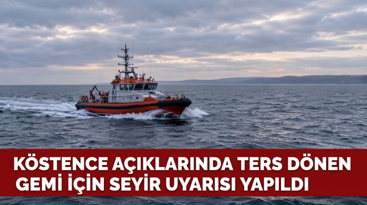 Köstence açıklarında ters dönen gemi için seyir uyarısı